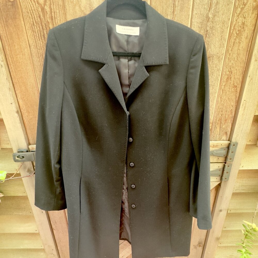 TAHARI Arthur S. Levine black hidden snap coat (12/14) - Picture 5 of 14